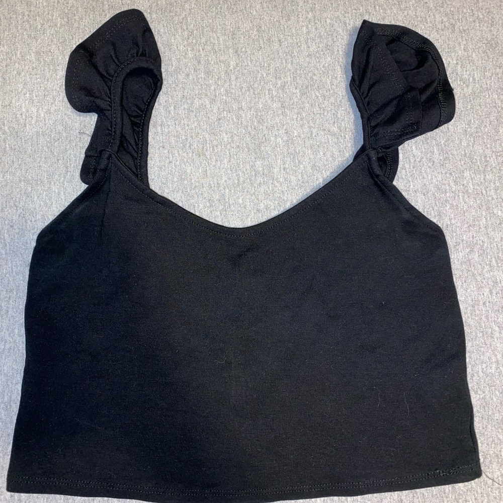 Charlotte Russe Black Tank Top with Ruffle straps